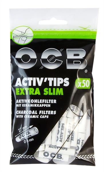 OCB Activ Tips EXTRA Slim Aktivkohlefilter ø6mm 50er Beutel