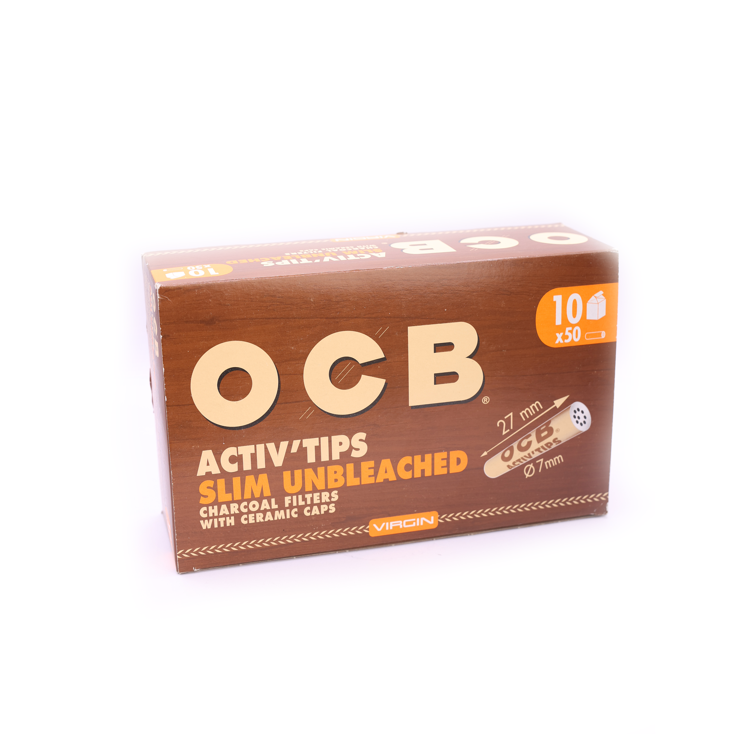 OCB ActivTips Slim Unbleached Aktivkohlefilter ø7mm 50er Schachtel