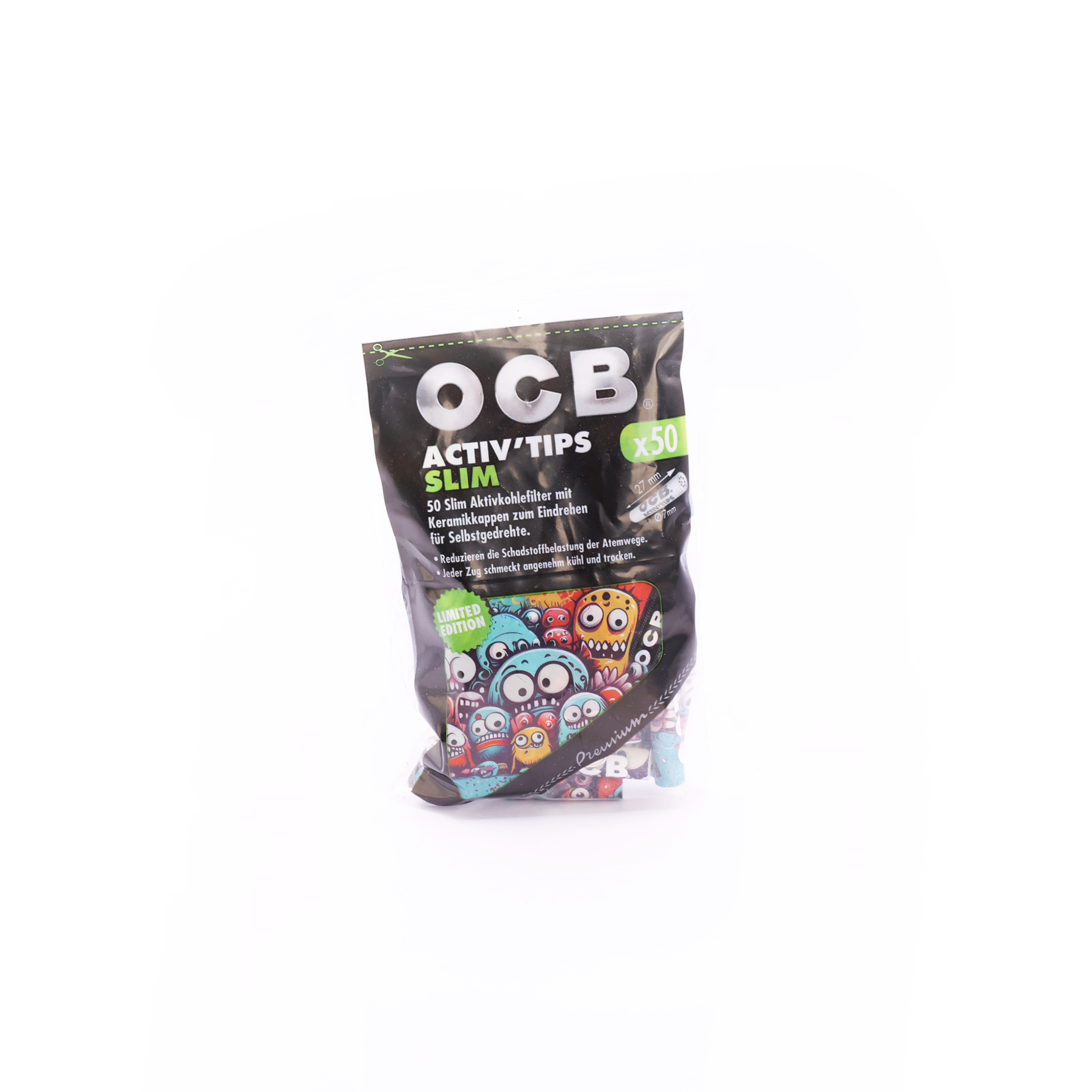 OCB Activ Tips Slim Premium Aktivkohlefilter ø7mm **Limited Edition** 50er Beutel