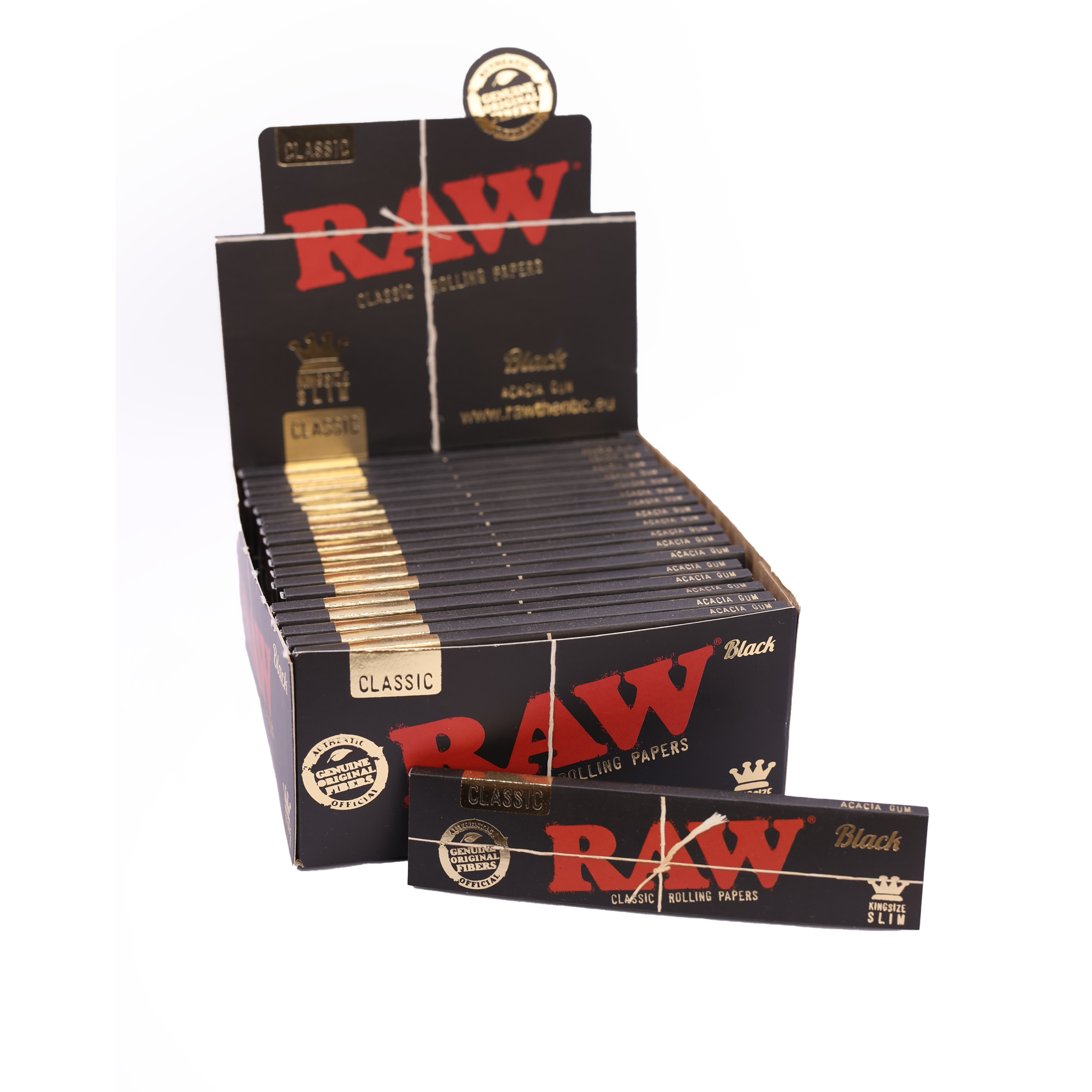 RAW Classic BLACK King Size Slim Zigarettenpapier 32 Blatt pro Heftchen