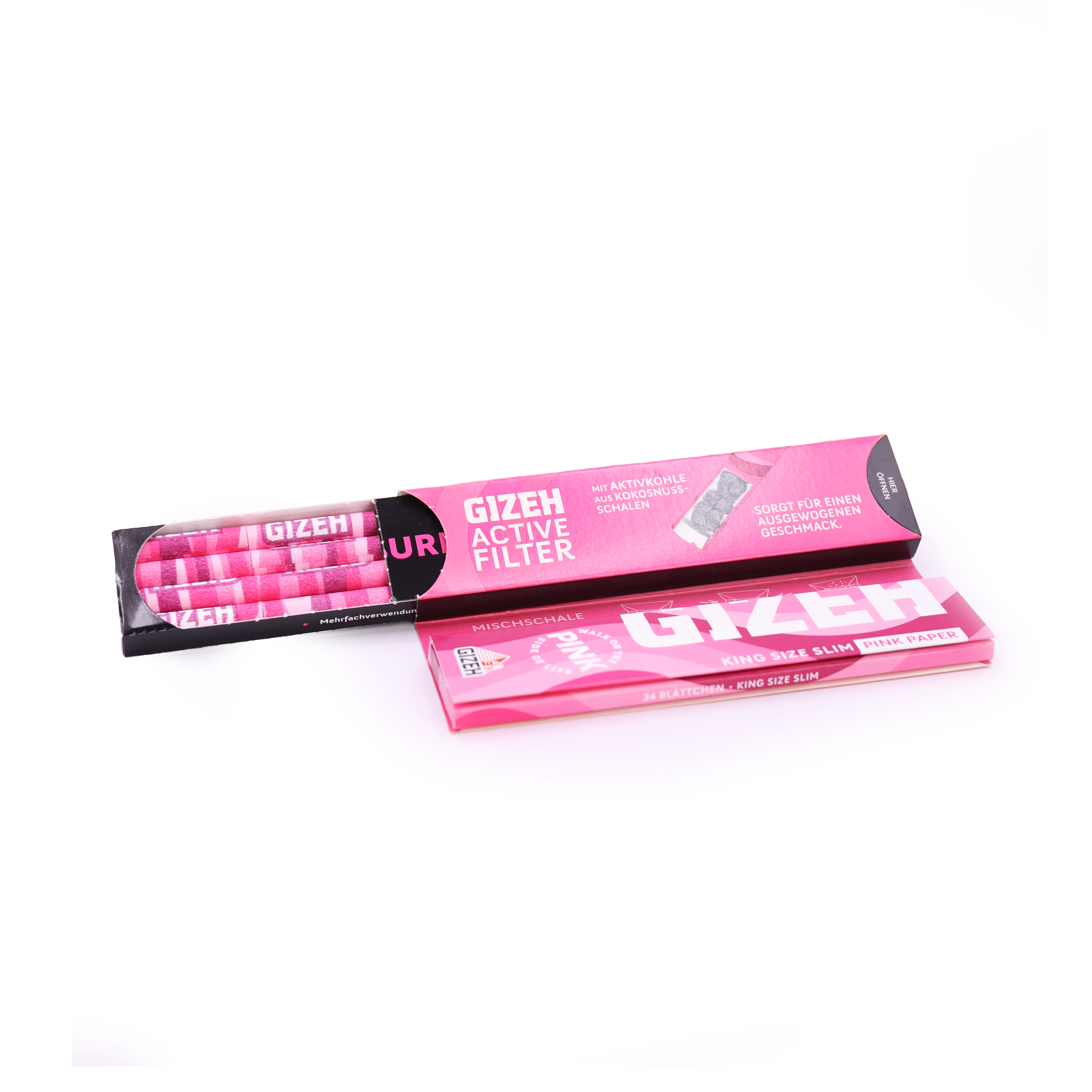 Gizeh PINK King Size Slim Papers + Aktivkohlefilter