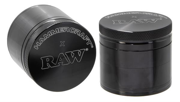 RAW x Hammercraft Aluminium Grinder/Pollinator, 4-part, ø 55mm, M schwarz